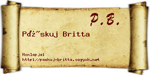 Páskuj Britta névjegykártya